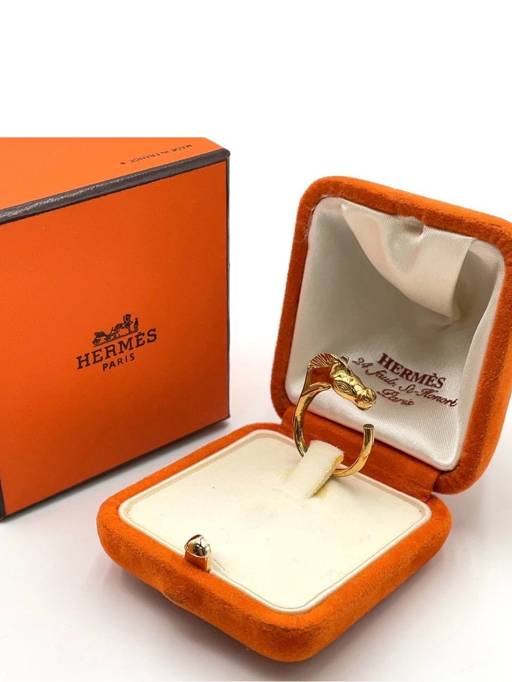 Hermès Cheval Horse Head Open Ring Gold Vintage France - Picture 1 of 8